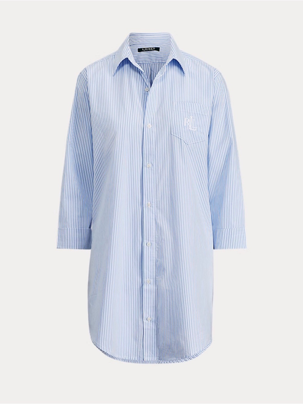 Ralph Lauren Blue & White Pinstripe Sleep Shirt Button-Down Shirt